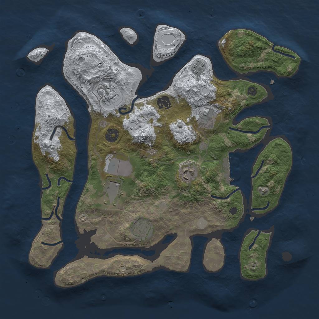 Rust Map: Procedural Map, Size: 3500, Seed: 2690921, 14 Monuments