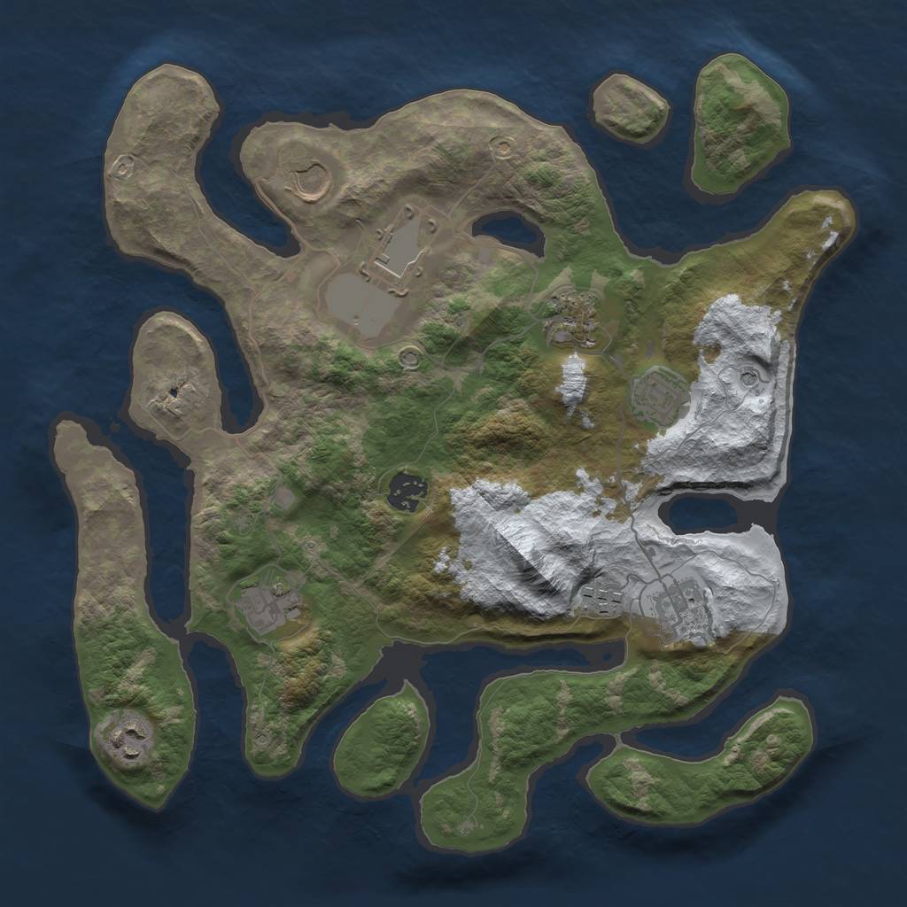 Rust Map: Barren, Size: 3500, Seed: 3673582, 12 Monuments