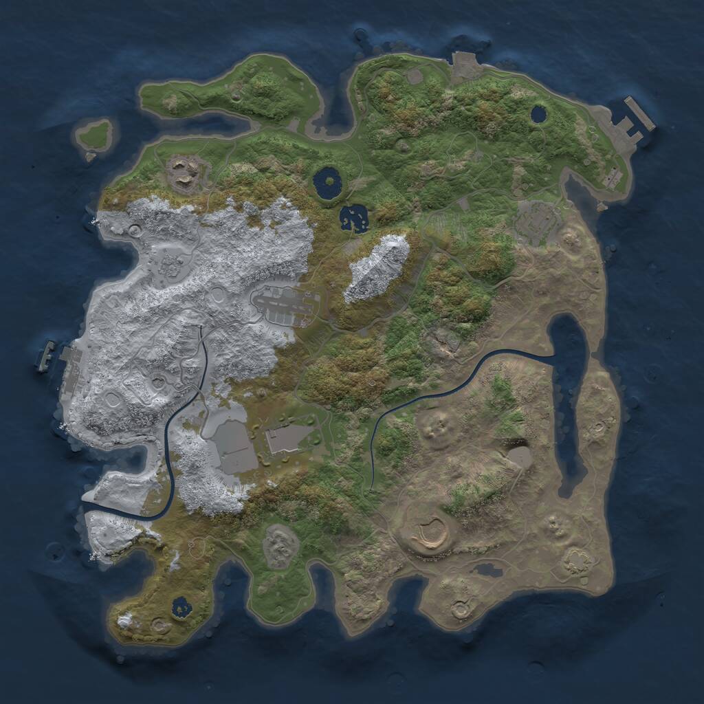 Rust Map: Procedural Map, Size: 3500, Seed: 1513138, 12 Monuments