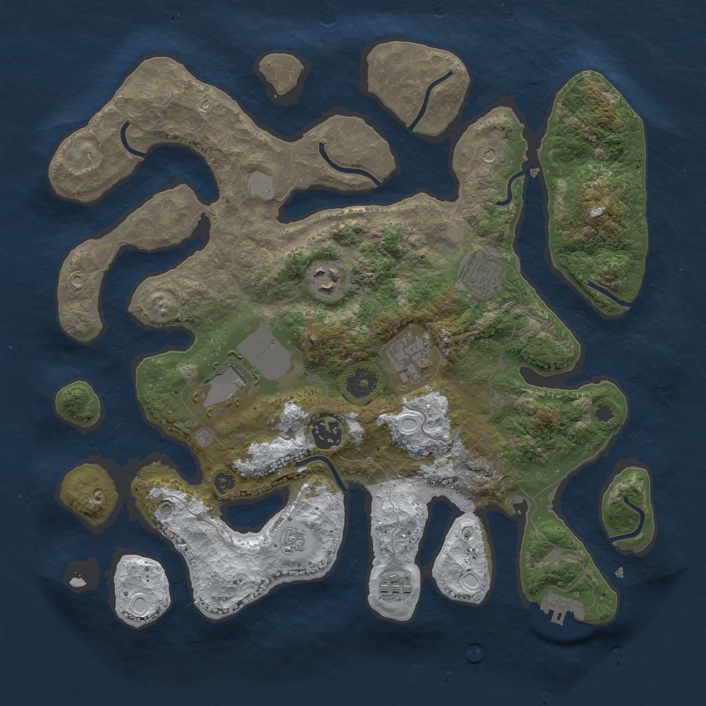 Rust Map: Procedural Map, Size: 3500, Seed: 1171233, 14 Monuments