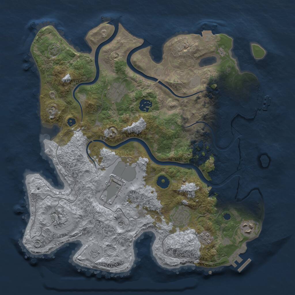 Rust Map: Procedural Map, Size: 3500, Seed: 4463181, 13 Monuments