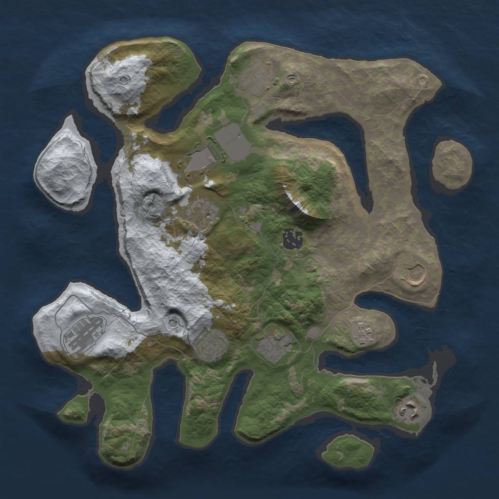 Rust Map: Barren, Size: 3500, Seed: 575368, 13 Monuments