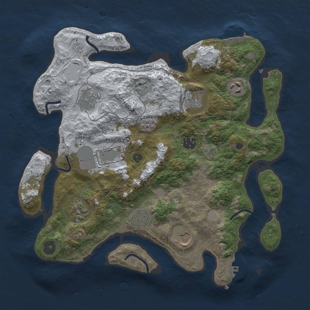Rust Map: Procedural Map, Size: 3500, Seed: 1761235, 18 Monuments