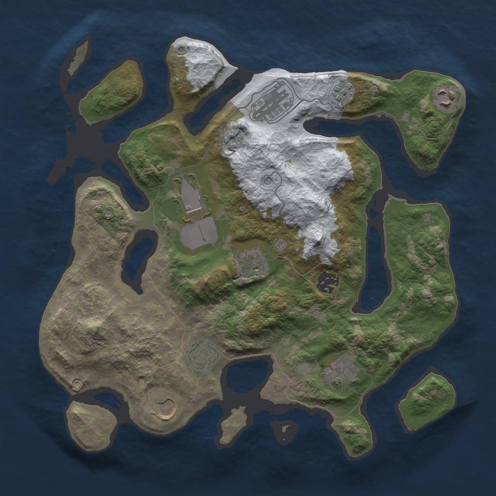 Rust Map: Barren, Size: 3500, Seed: 2131757, 12 Monuments
