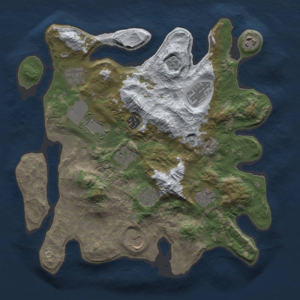 Rust Map: Barren, Size: 3500, Seed: 3839481, 13 Monuments