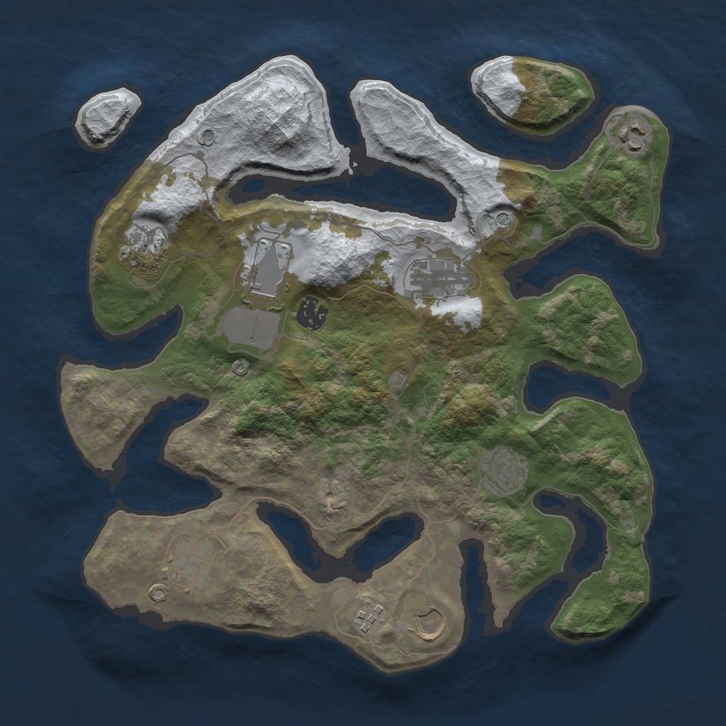 Rust Map: Barren, Size: 3500, Seed: 759357, 12 Monuments