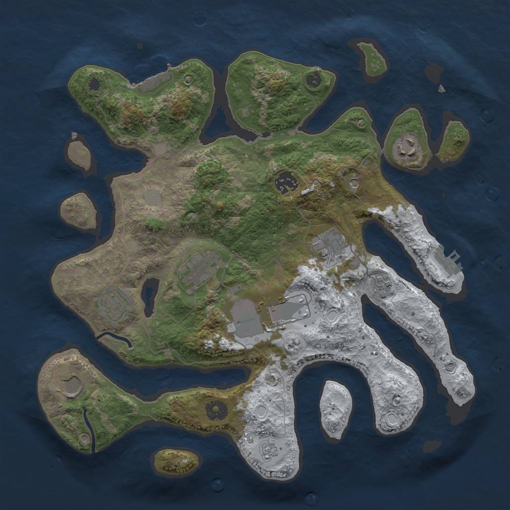 Rust Map: Procedural Map, Size: 3500, Seed: 472385, 17 Monuments