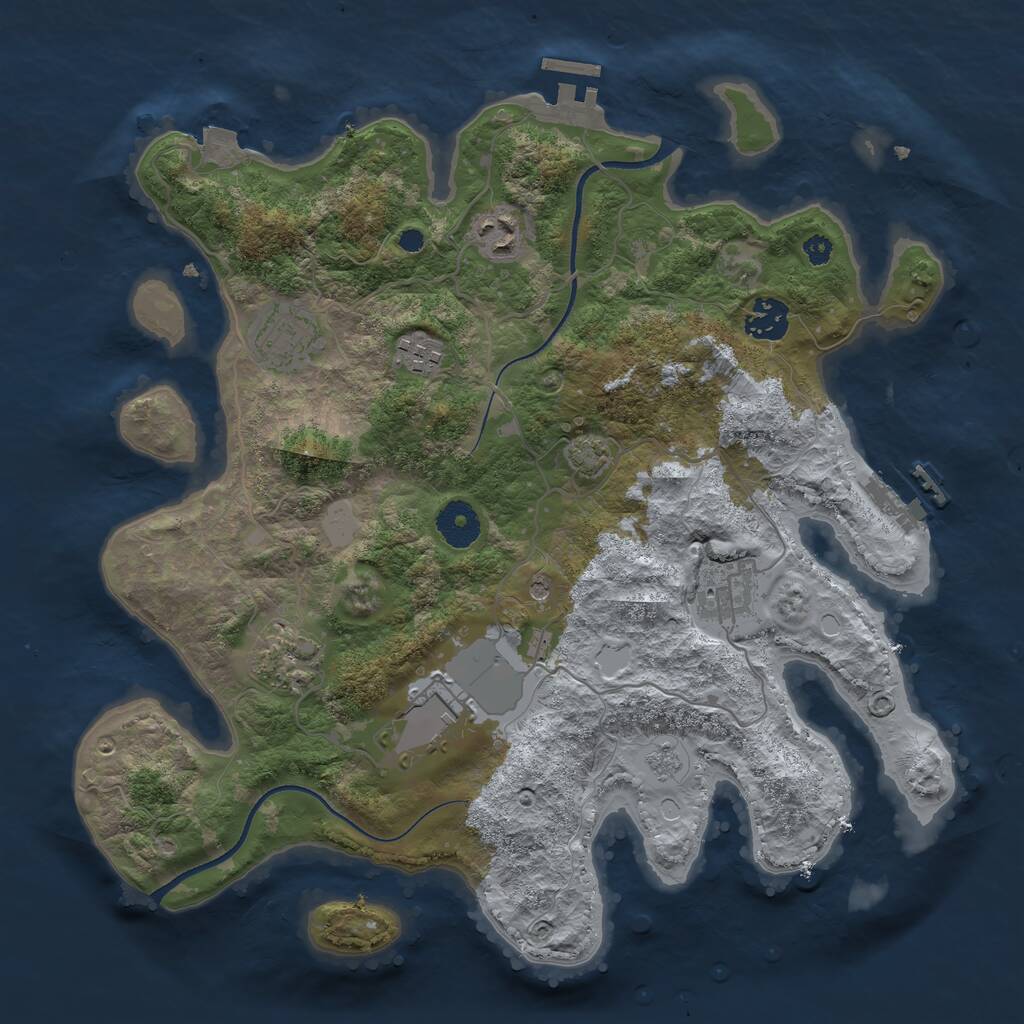 Rust Map: Procedural Map, Size: 3500, Seed: 472385, 13 Monuments