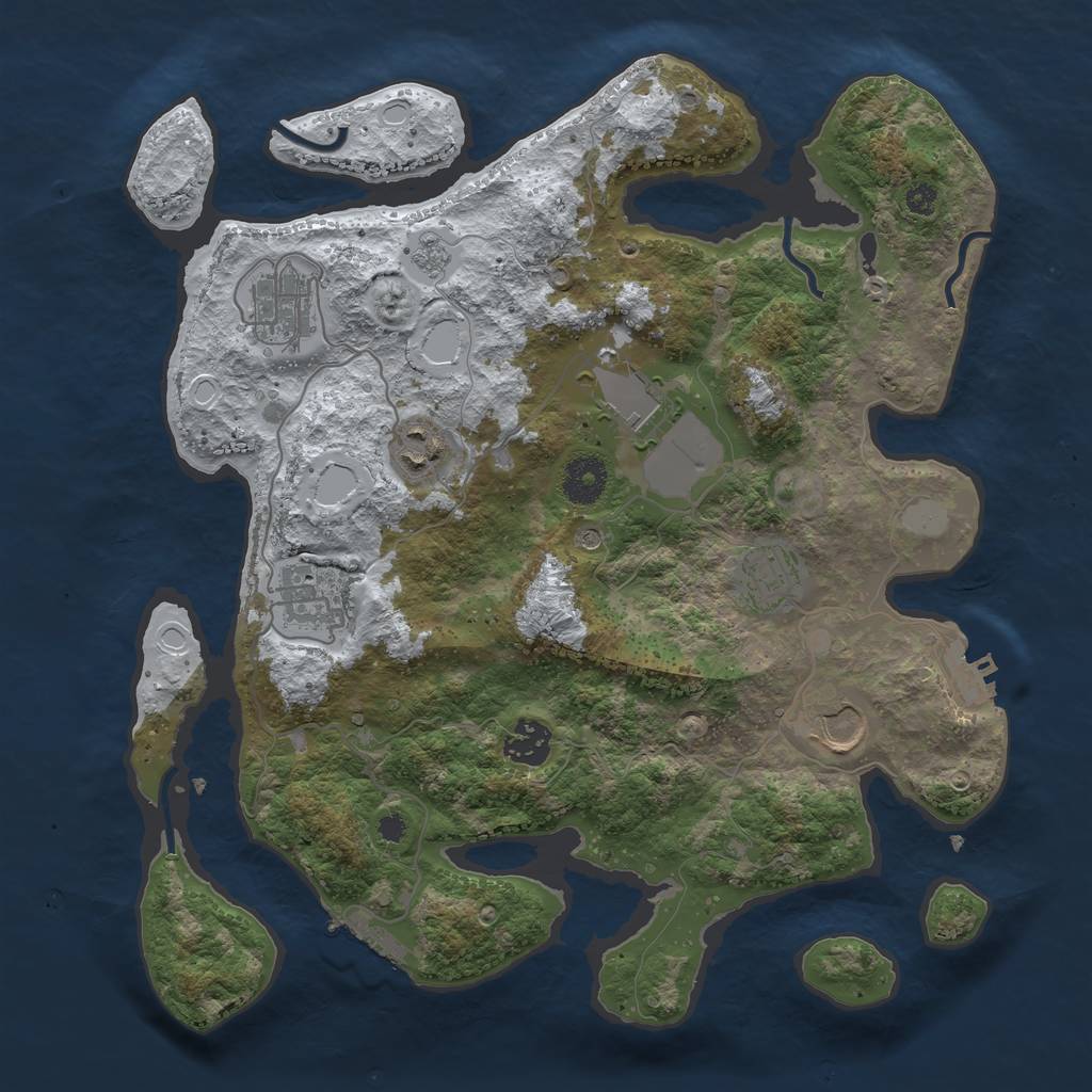 Rust Map: Procedural Map, Size: 3500, Seed: 5772663, 16 Monuments