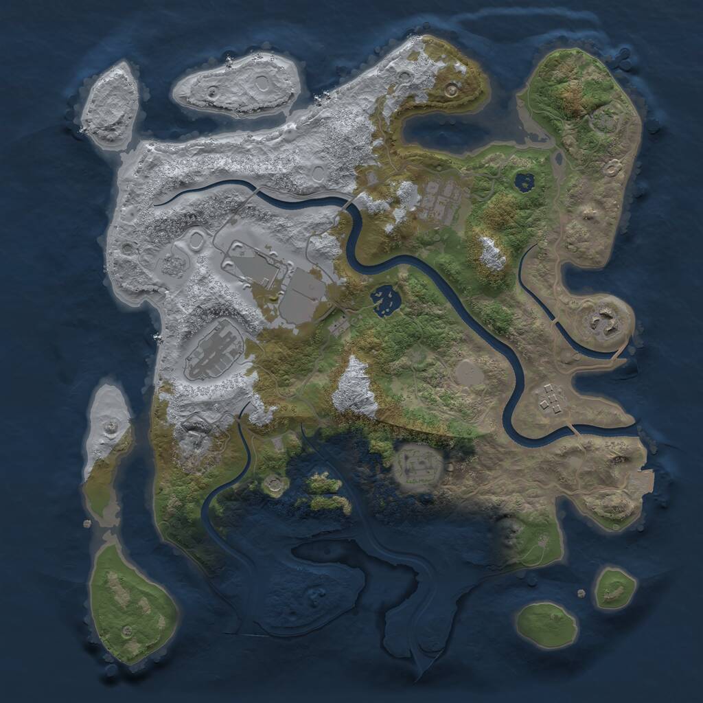 Rust Map: Procedural Map, Size: 3500, Seed: 5772663, 11 Monuments