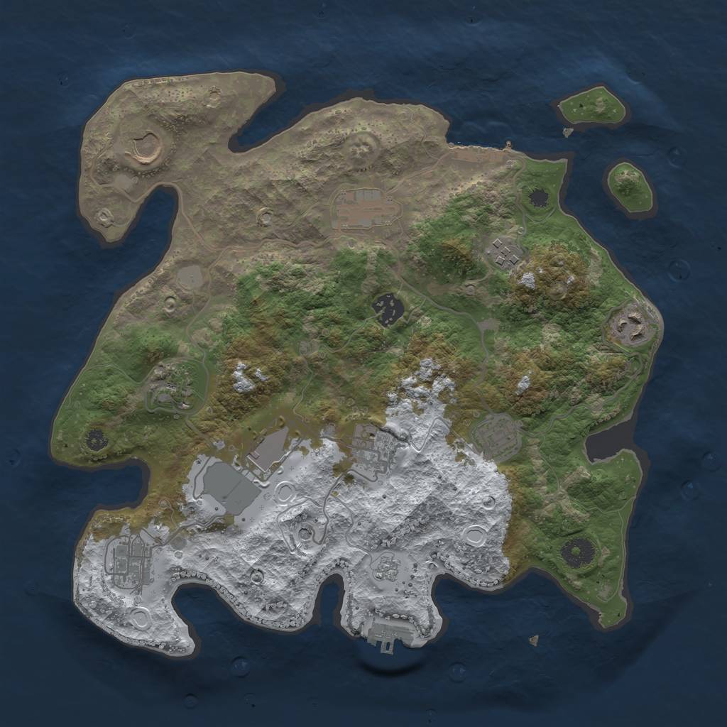 Rust Map: Procedural Map, Size: 3500, Seed: 3381996, 19 Monuments