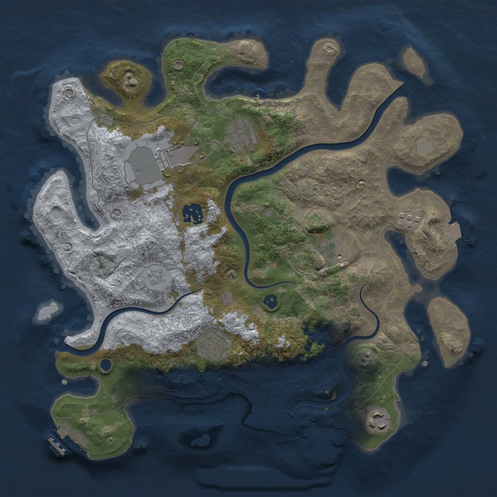 Rust Map: Procedural Map, Size: 3500, Seed: 50163, 13 Monuments