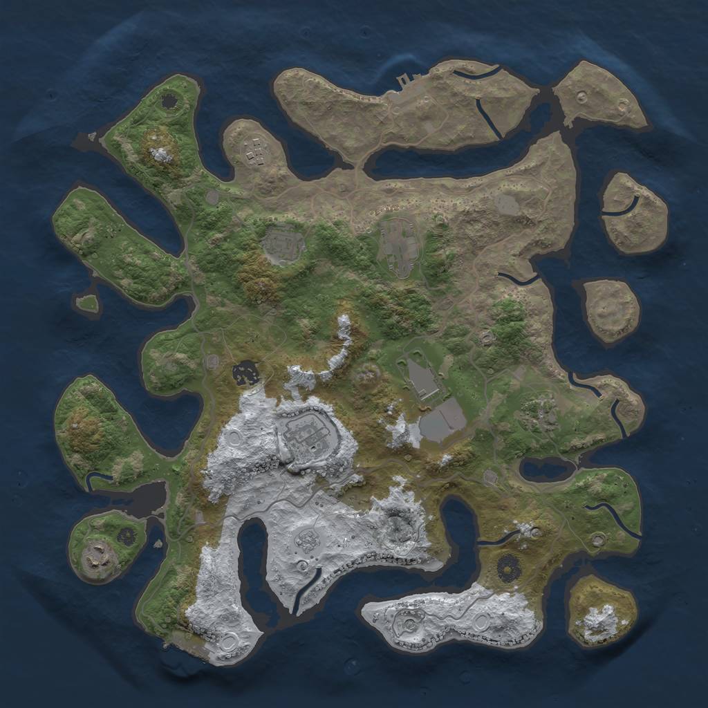 Rust Map: Procedural Map, Size: 4000, Seed: 456767674, 17 Monuments