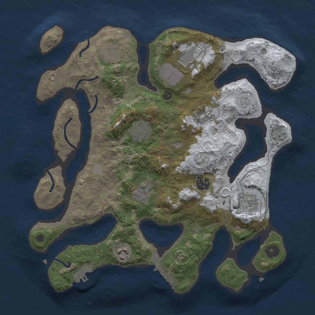 Rust Map: Procedural Map, Size: 3500, Seed: 827914, 18 Monuments