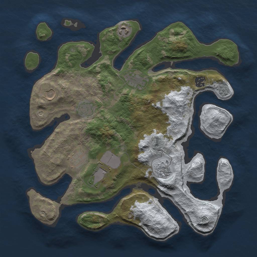 Rust Map: Barren, Size: 3500, Seed: 4172350, 12 Monuments
