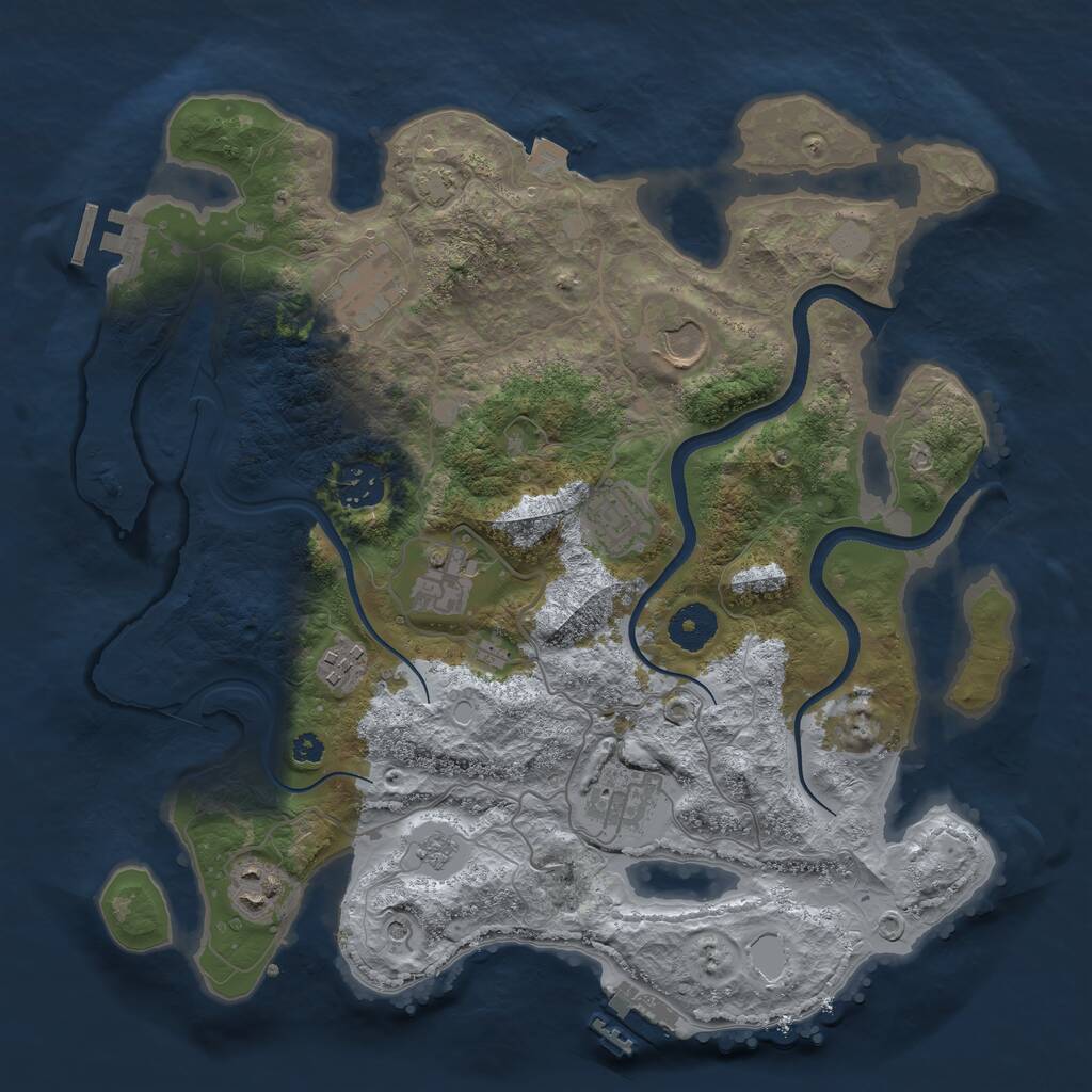 Rust Map: Procedural Map, Size: 3500, Seed: 1691924583, 14 Monuments