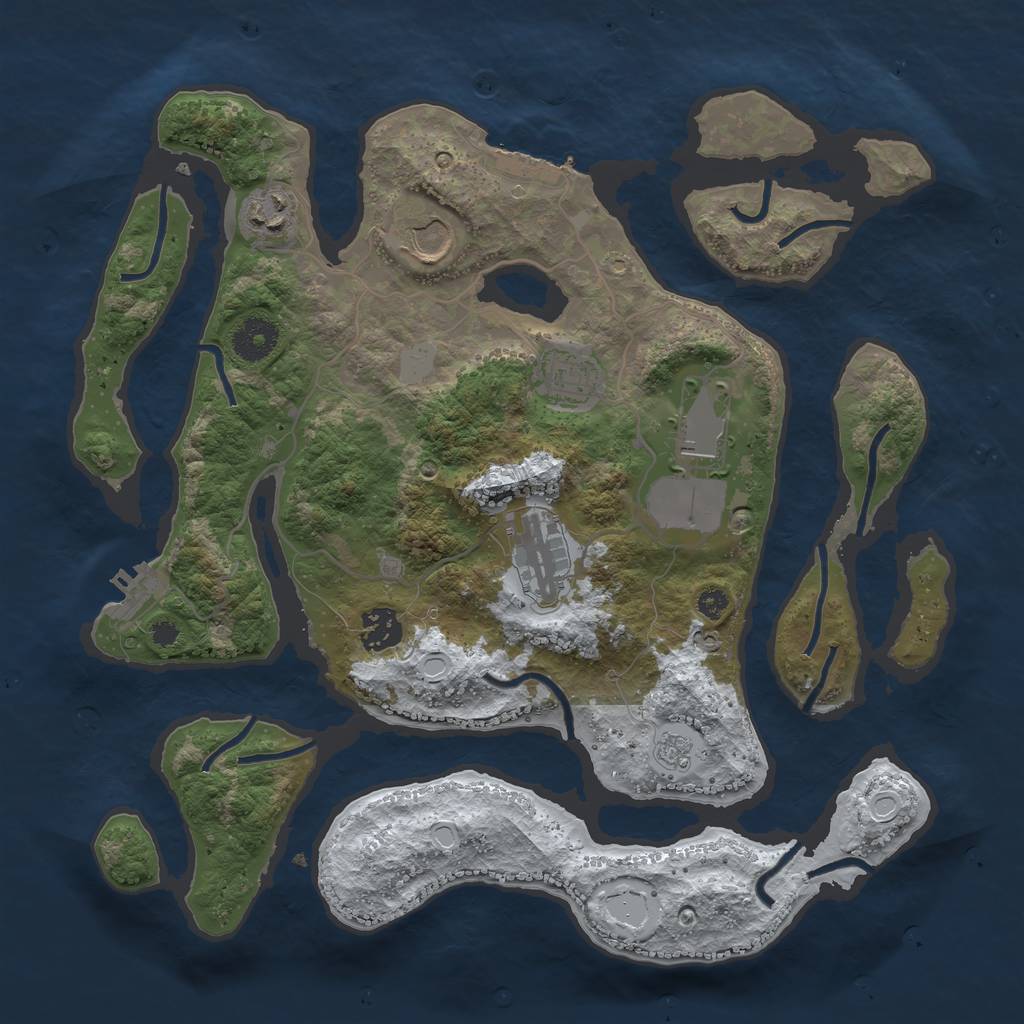 Rust Map: Procedural Map, Size: 3500, Seed: 1691924583, 14 Monuments