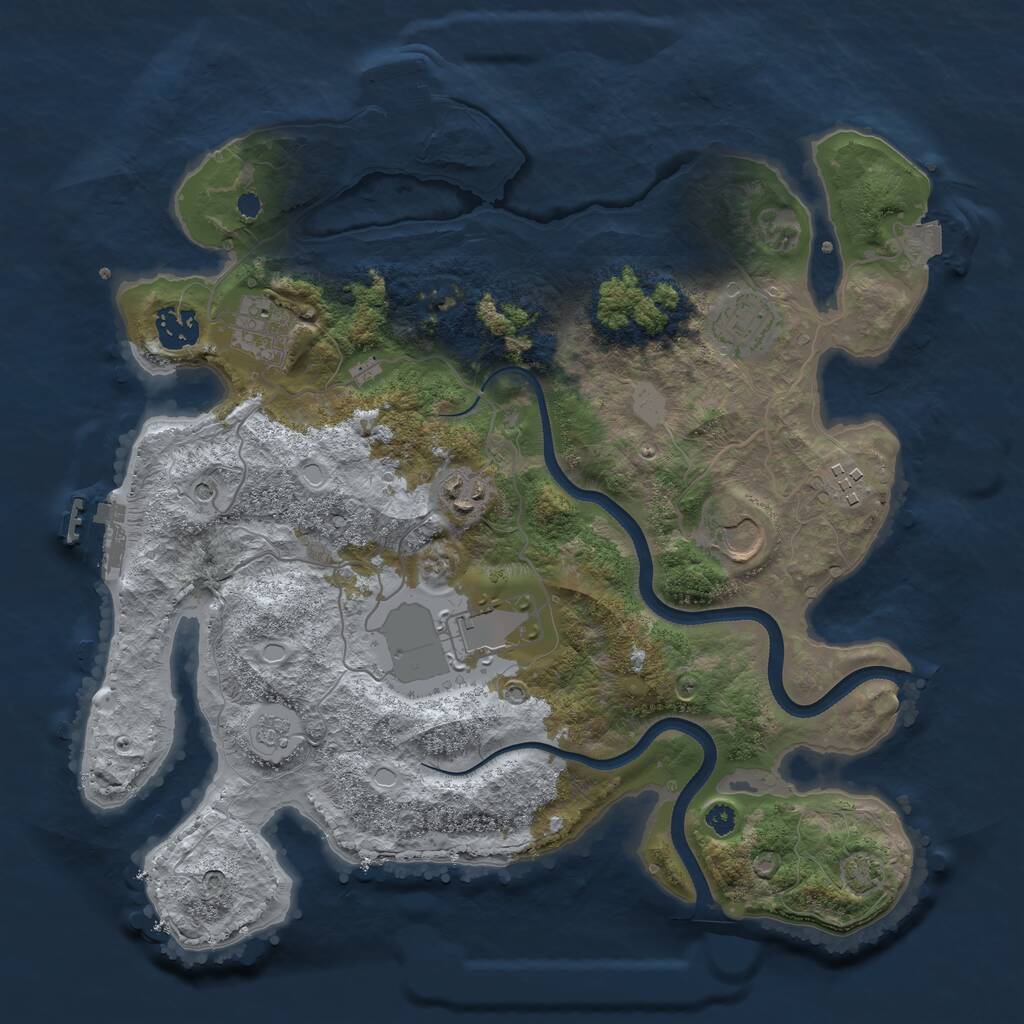 Rust Map: Procedural Map, Size: 3500, Seed: 6141418, 13 Monuments