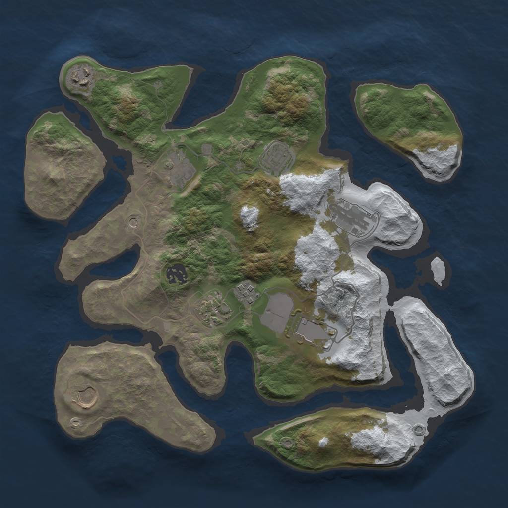 Rust Map: Barren, Size: 3500, Seed: 60012, 12 Monuments