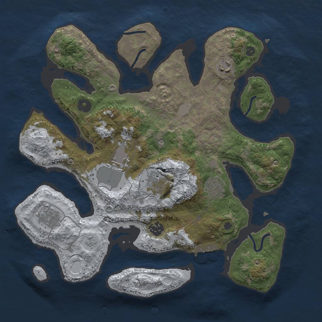 Rust Map: Procedural Map, Size: 3500, Seed: 306279, 14 Monuments