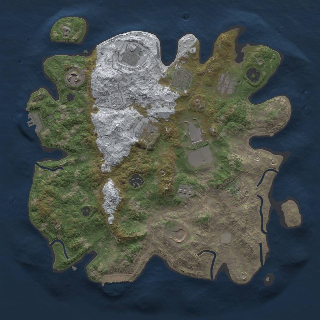 Rust Map: Procedural Map, Size: 3500, Seed: 3501933, 18 Monuments