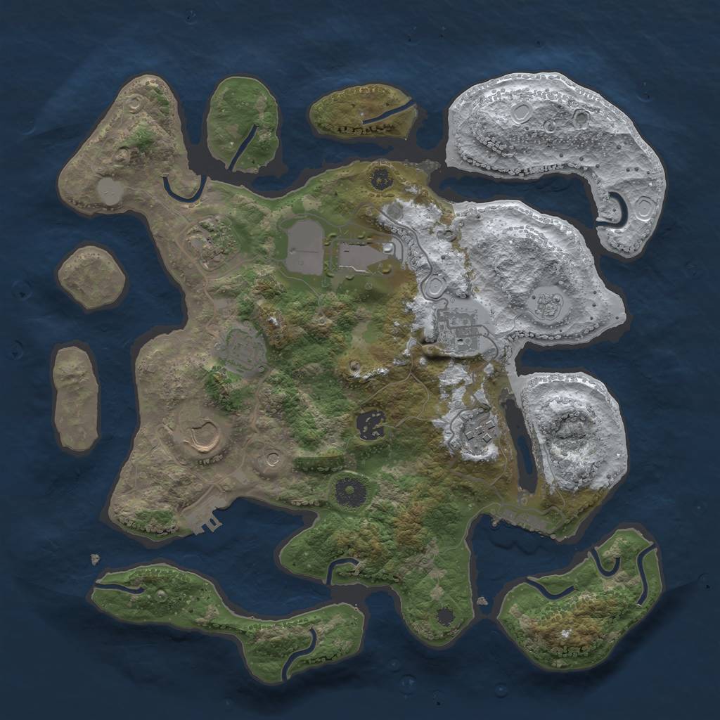 Rust Map: Procedural Map, Size: 3500, Seed: 1841789, 16 Monuments