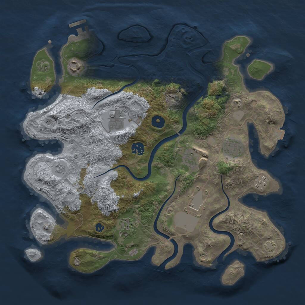 Rust Map: Procedural Map, Size: 3500, Seed: 2278580, 13 Monuments