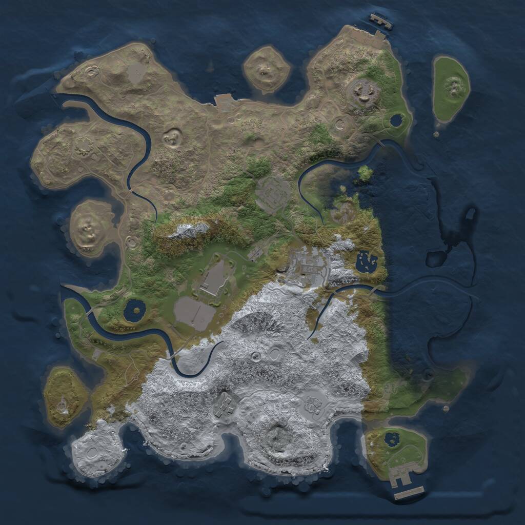 Rust Map: Procedural Map, Size: 3500, Seed: 5358595, 12 Monuments