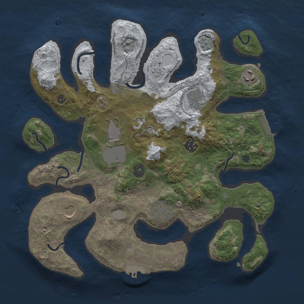 Rust Map: Procedural Map, Size: 3500, Seed: 5696571, 16 Monuments