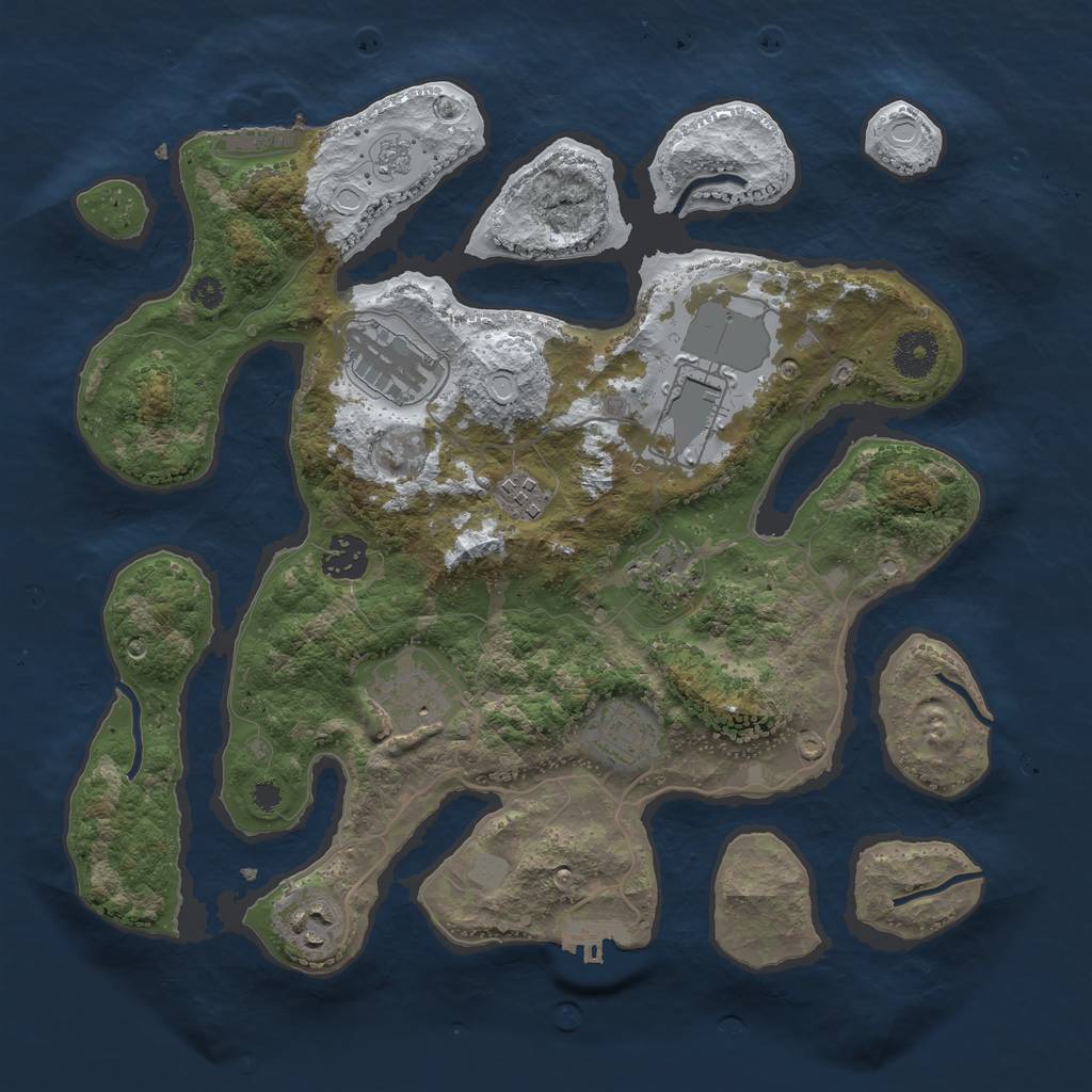 Rust Map: Procedural Map, Size: 3500, Seed: 378330, 16 Monuments