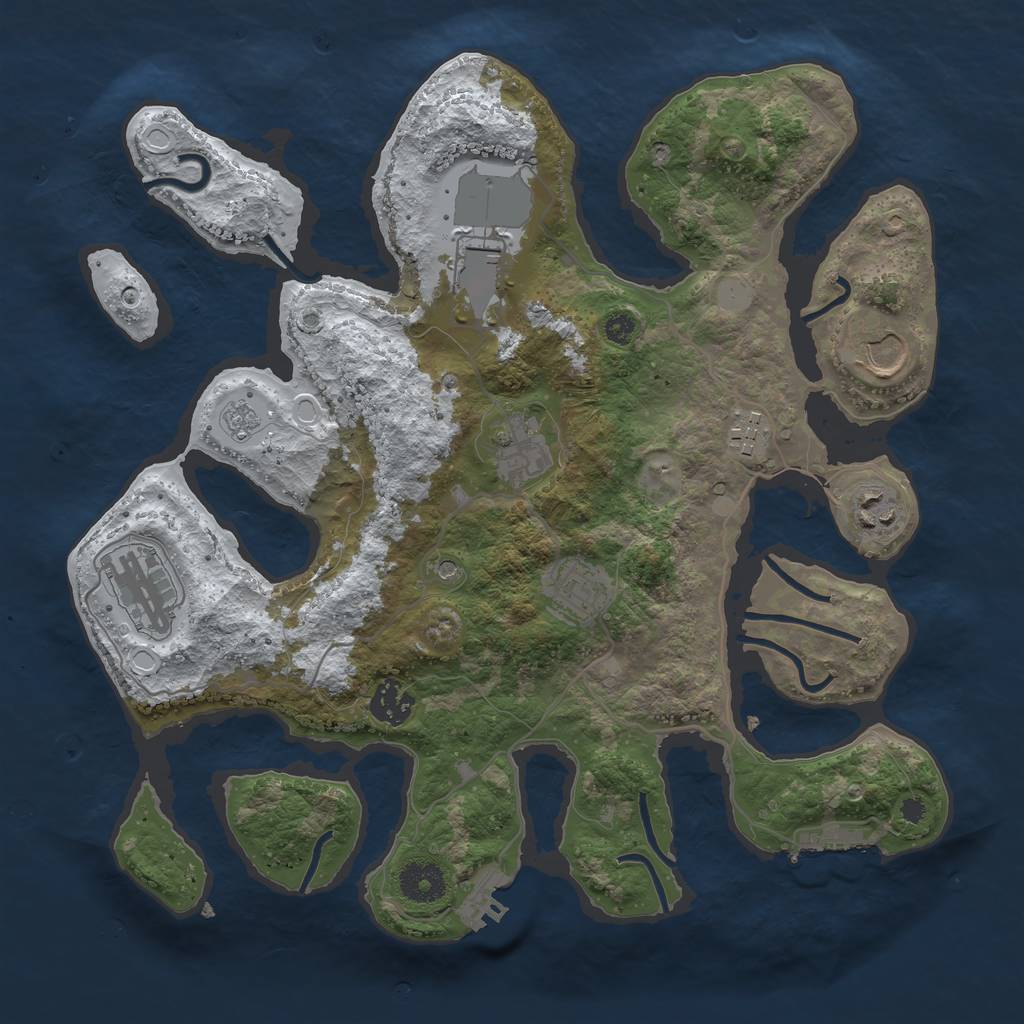 Rust Map: Procedural Map, Size: 3500, Seed: 3198079, 17 Monuments