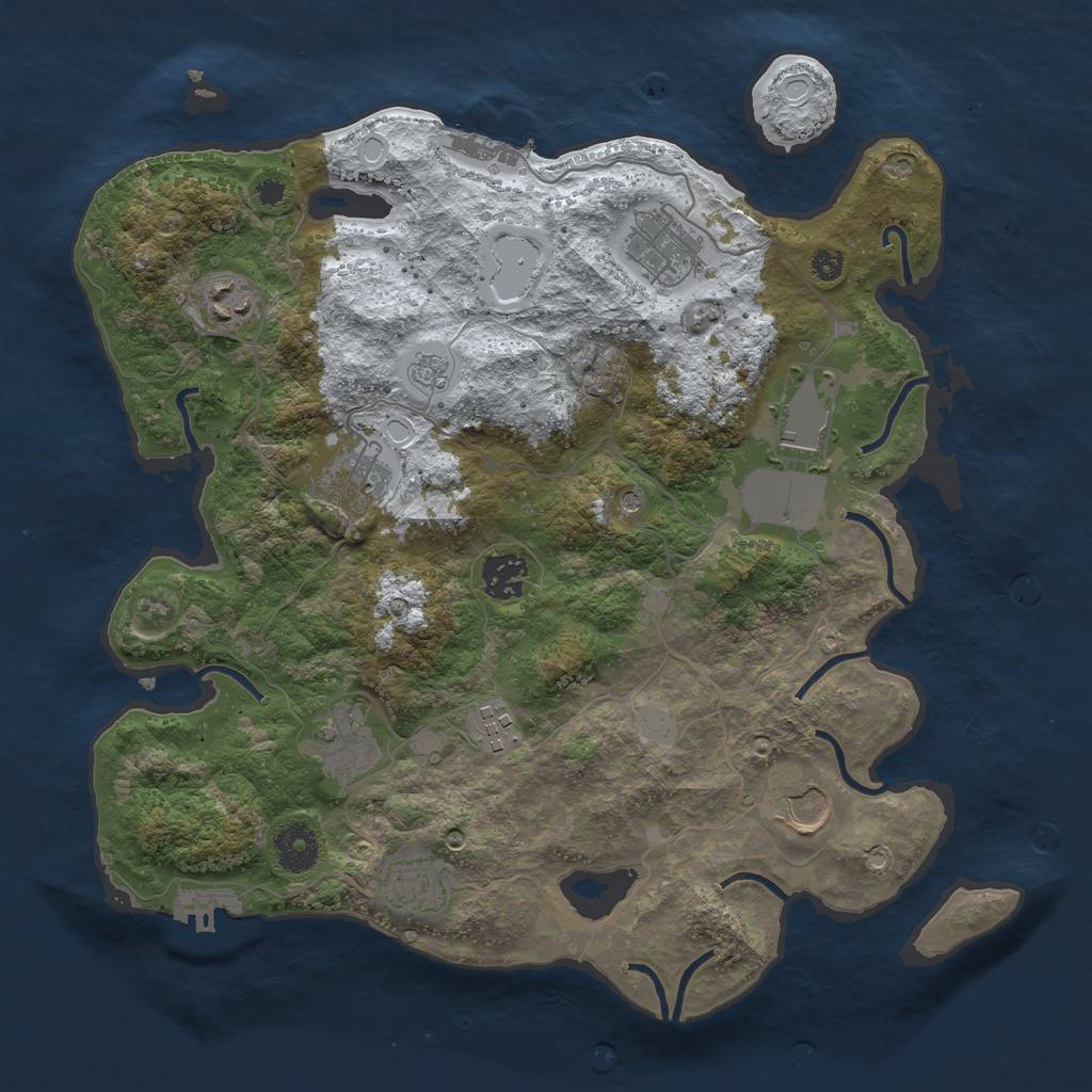 Rust Map: Procedural Map, Size: 3500, Seed: 1883000, 18 Monuments