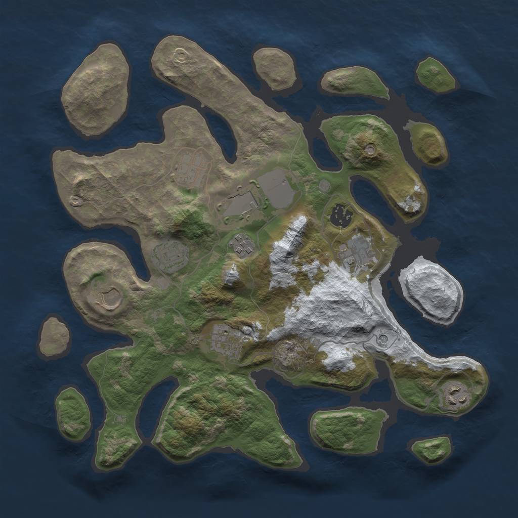 Rust Map: Barren, Size: 3500, Seed: 1668544, 12 Monuments