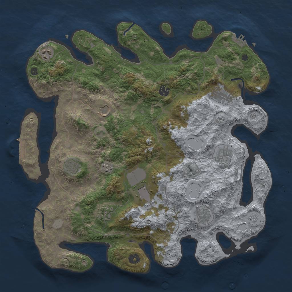 Rust Map: Procedural Map, Size: 4000, Seed: 337493, 19 Monuments