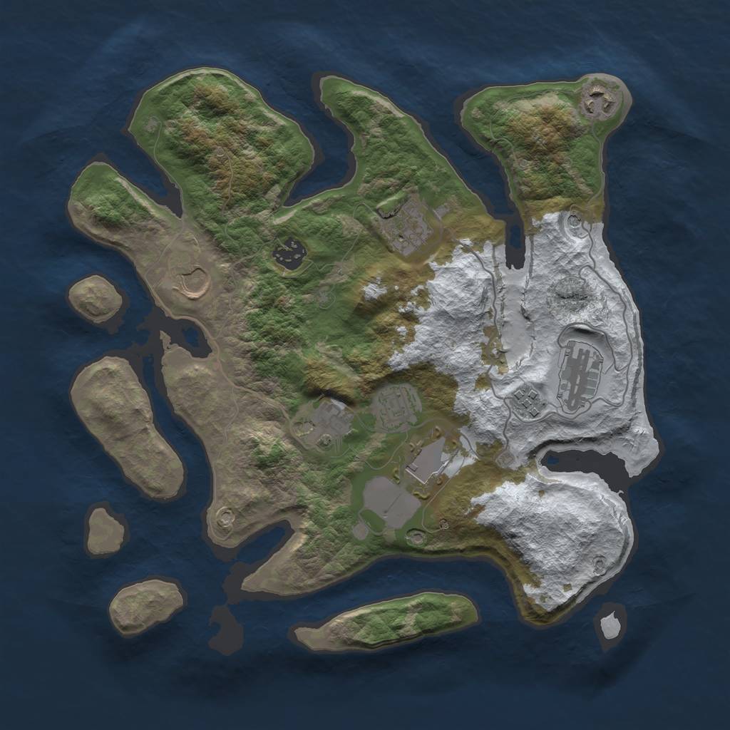 Rust Map: Barren, Size: 3500, Seed: 575507, 12 Monuments