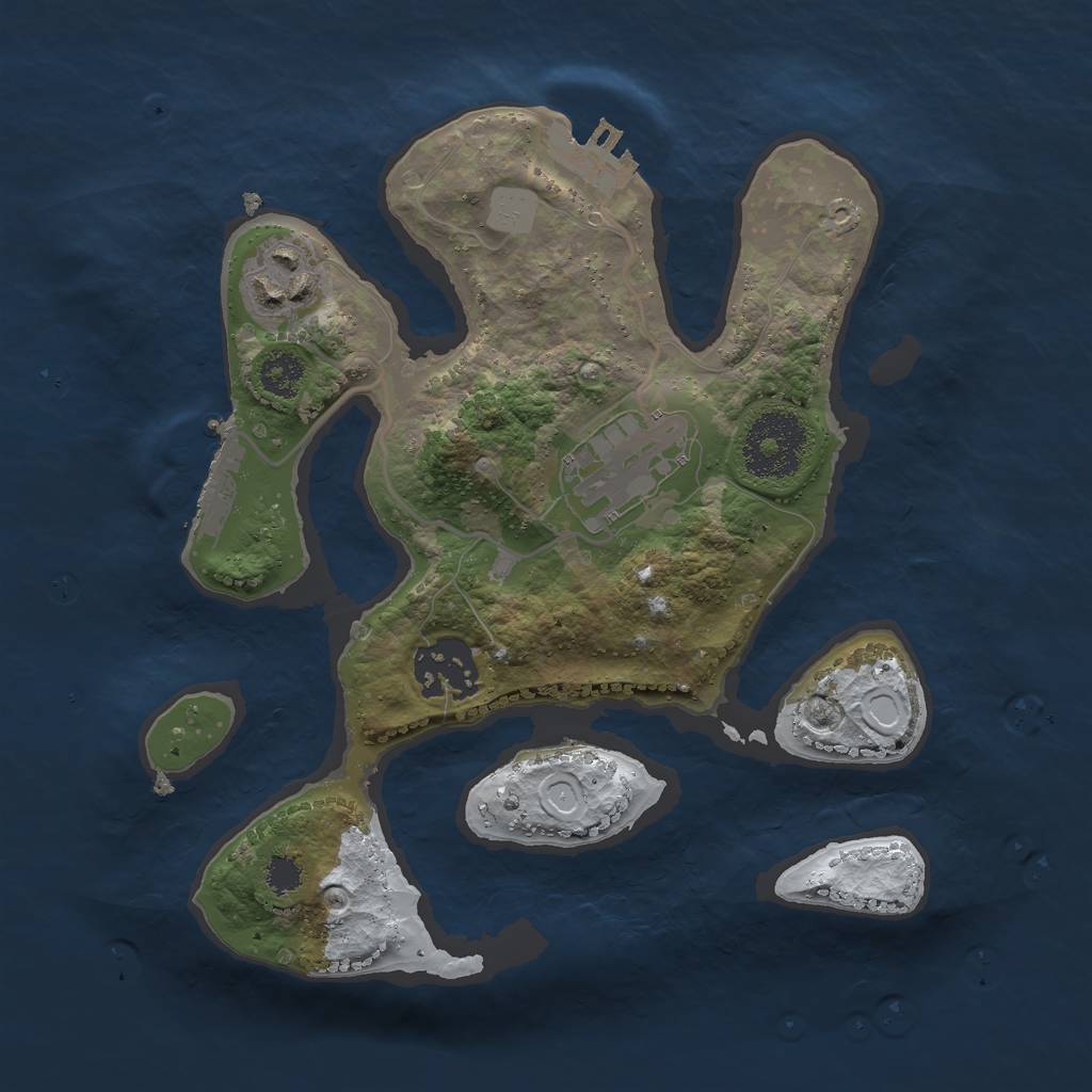 Rust Map: Procedural Map, Size: 2500, Seed: 1720349, 10 Monuments