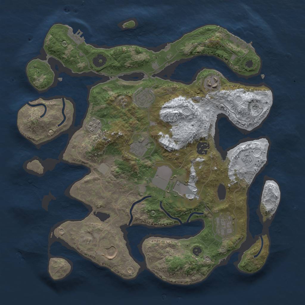 Rust Map: Procedural Map, Size: 3500, Seed: 5688355, 17 Monuments