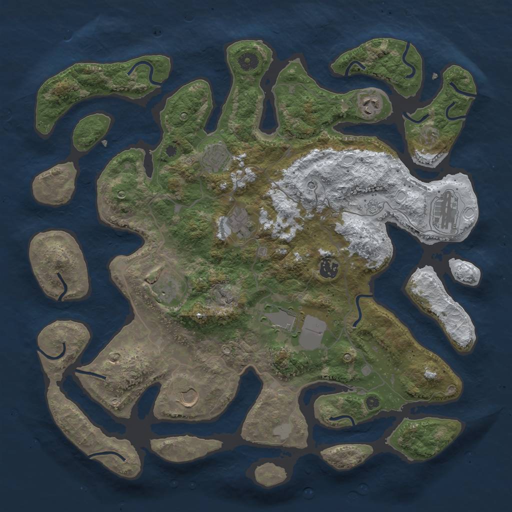 Rust Map: Procedural Map, Size: 4050, Seed: 593014790, 15 Monuments
