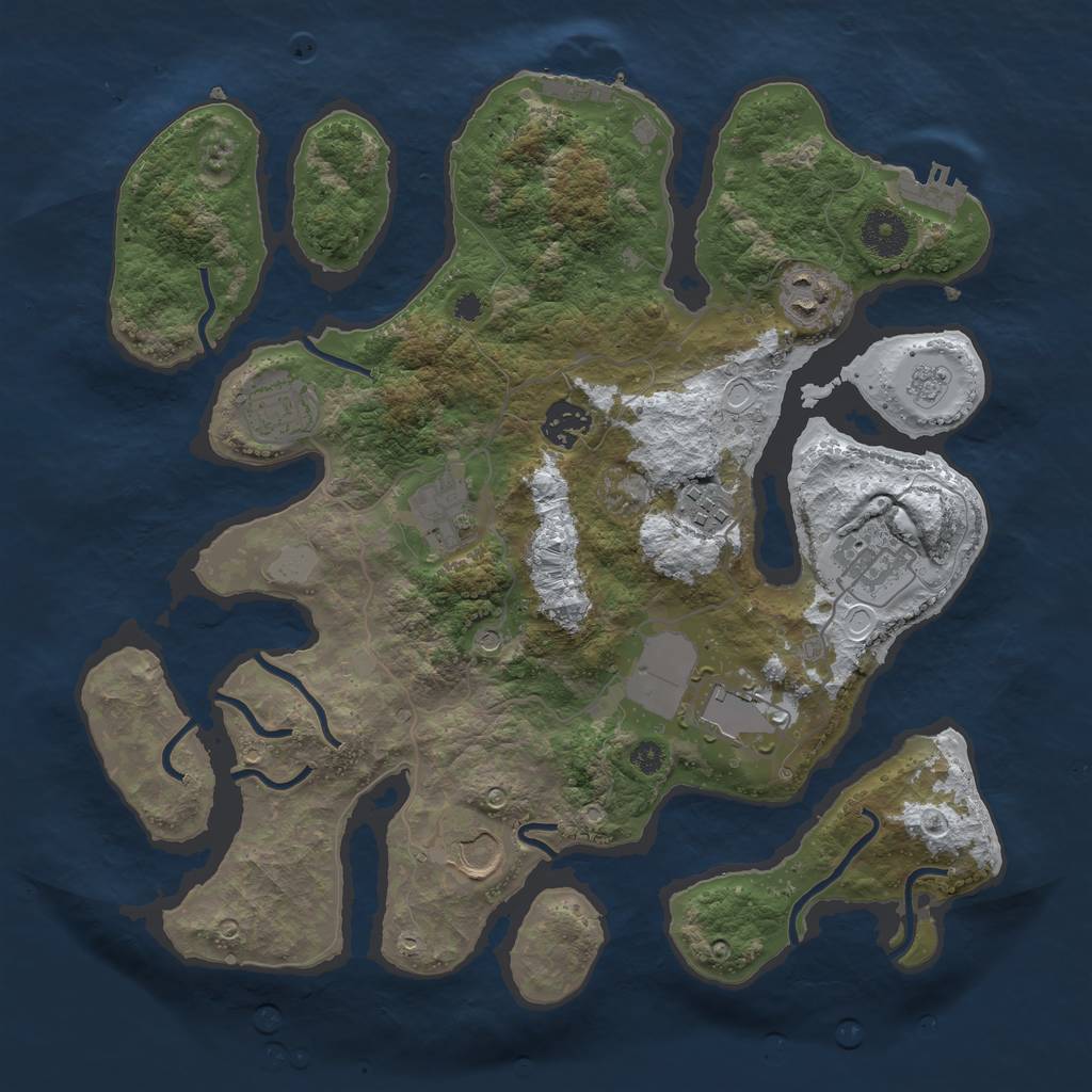 Rust Map: Procedural Map, Size: 3500, Seed: 4724311, 17 Monuments