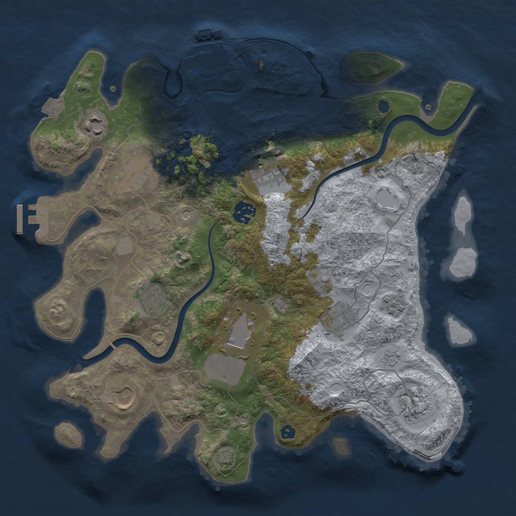 Rust Map: Procedural Map, Size: 3500, Seed: 783544, 16 Monuments