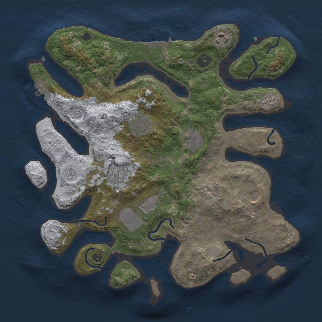 Rust Map: Procedural Map, Size: 3500, Seed: 6183975, 16 Monuments