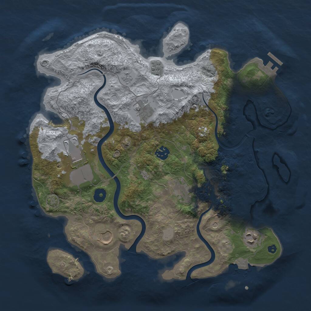 Rust Map: Procedural Map, Size: 3500, Seed: 2841670, 12 Monuments