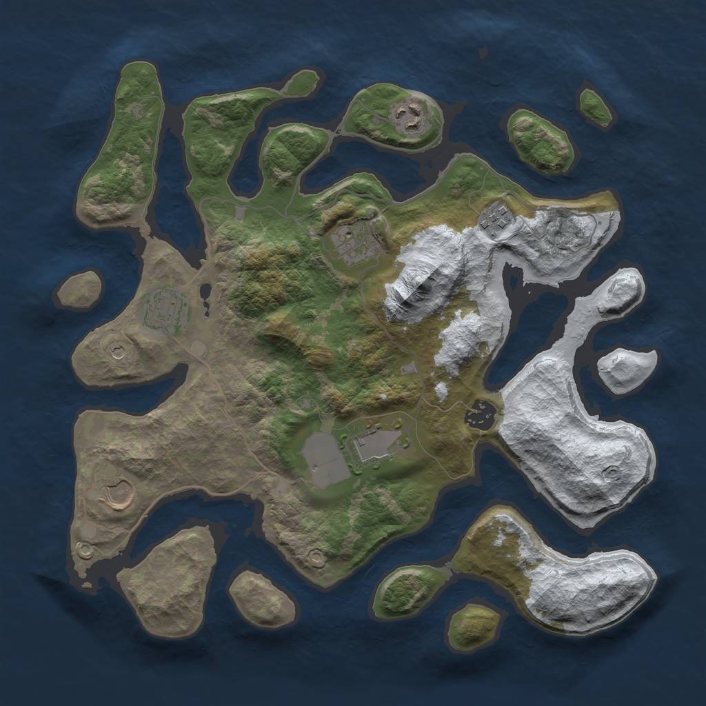 Rust Map: Barren, Size: 3500, Seed: 3260064, 10 Monuments