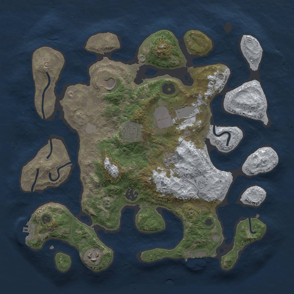 Rust Map: Procedural Map, Size: 3500, Seed: 76339, 14 Monuments