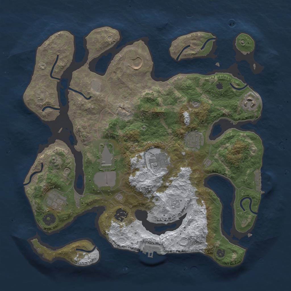 Rust Map: Procedural Map, Size: 3500, Seed: 2740400, 16 Monuments