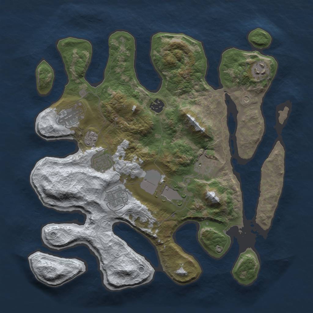 Rust Map: Barren, Size: 3500, Seed: 1643569, 11 Monuments