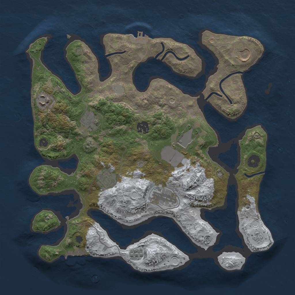 Rust Map: Procedural Map, Size: 3500, Seed: 3492257, 17 Monuments