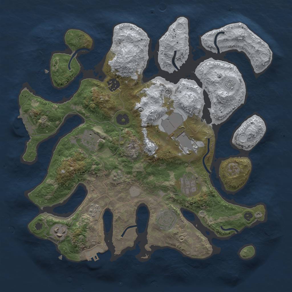 Rust Map: Procedural Map, Size: 3500, Seed: 598463168, 16 Monuments