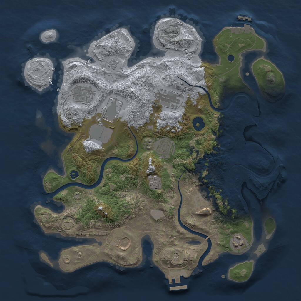 Rust Map: Procedural Map, Size: 3500, Seed: 967773, 14 Monuments