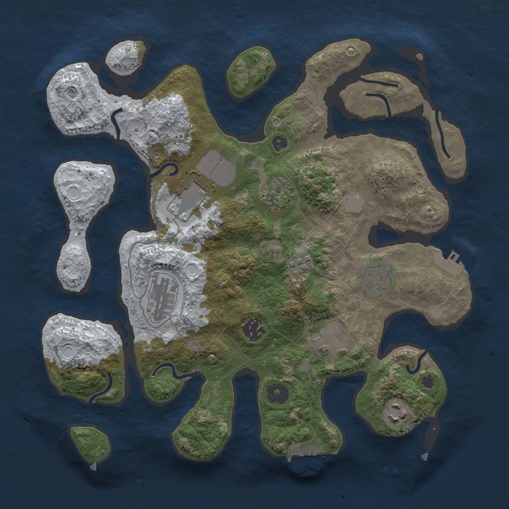 Rust Map: Procedural Map, Size: 3500, Seed: 3678993, 15 Monuments
